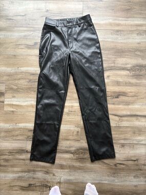 Bluenotes Black Faux Leather Straight Leg Pants